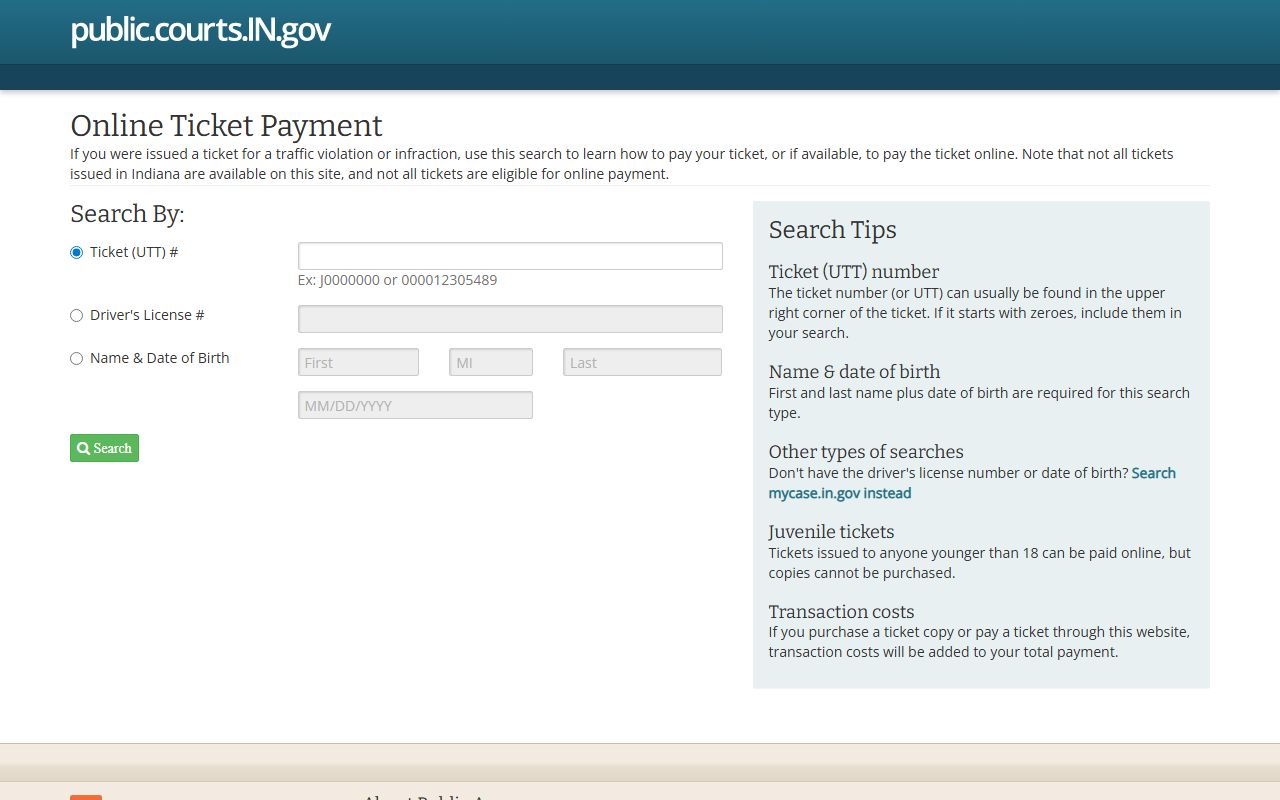 Warren County court records payment access through Indiana ePay