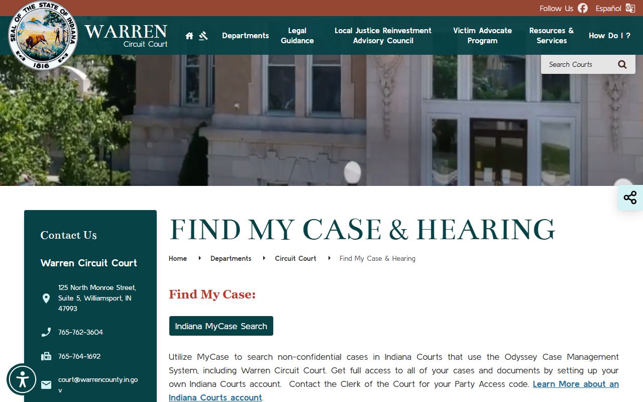 Warren County court docket and hearing search information