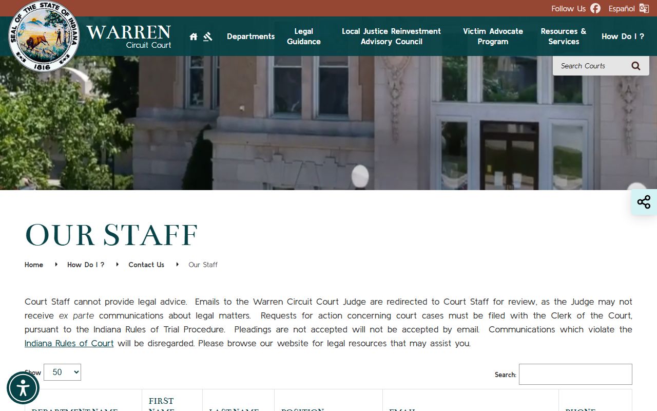 Warren County Clerk of the Circuit Court staff directory records access