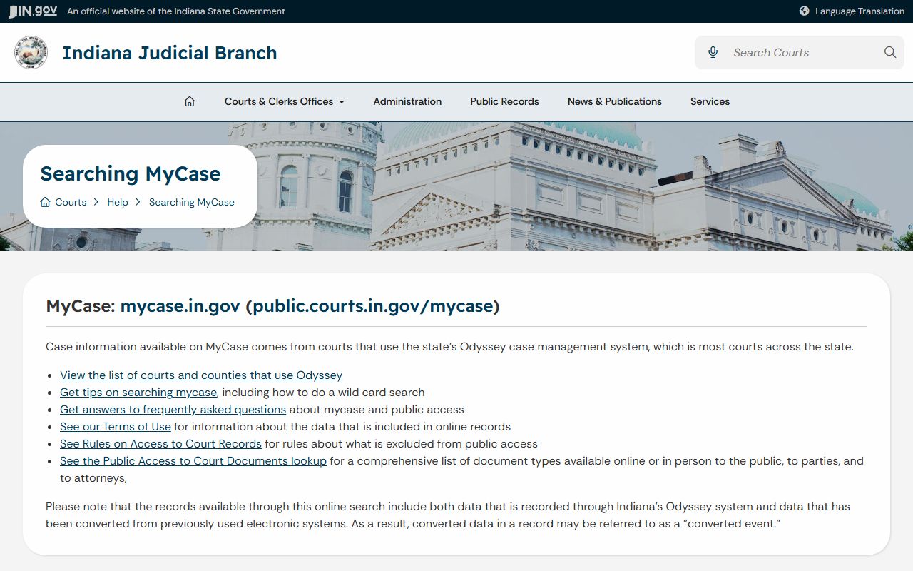 Warren County court records MyCase help page