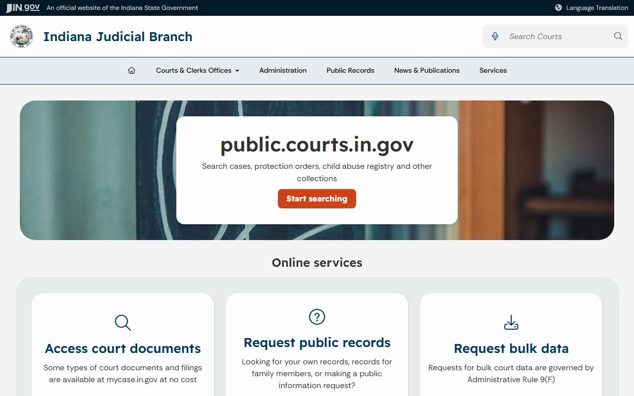 Warren County court records Indiana public records page
