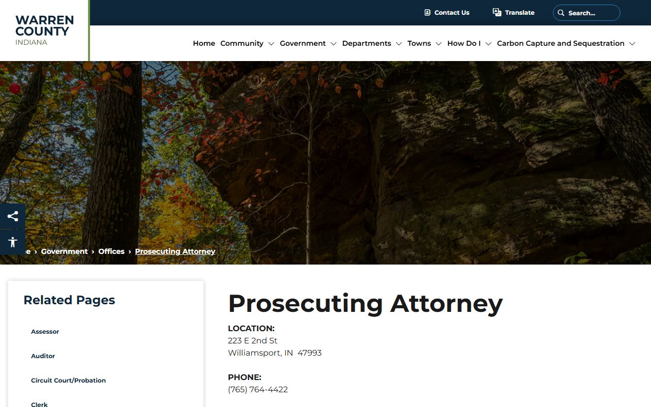 Warren County criminal court records Prosecuting Attorney page