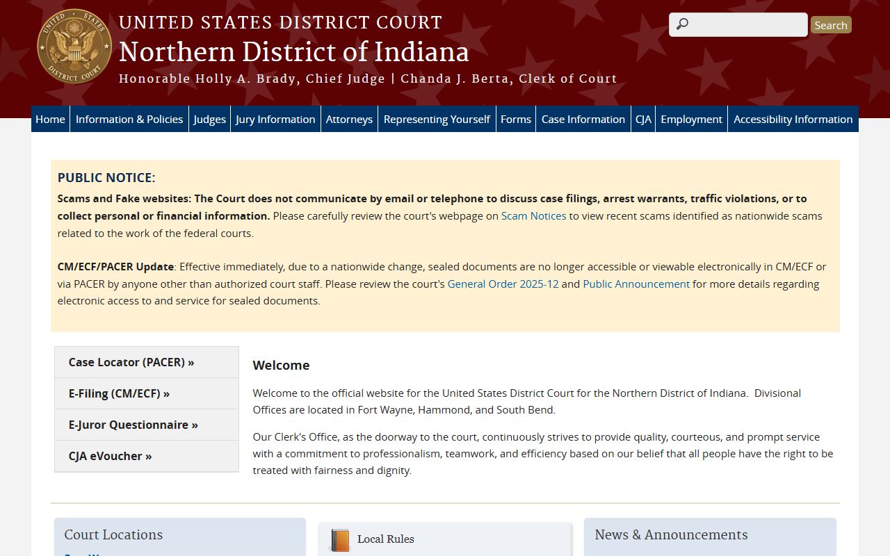 Warren County inmate records and Northern District federal court access