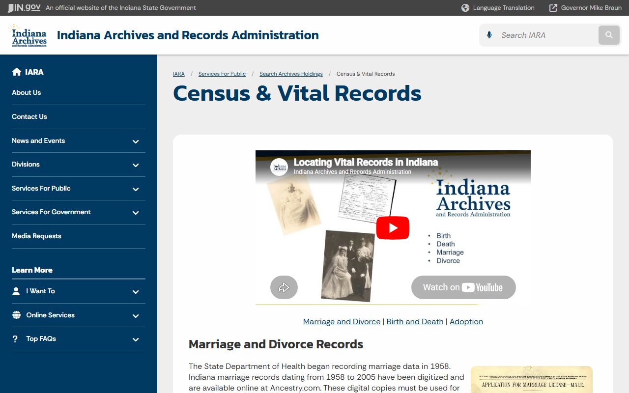 Warren County marriage and divorce records Indiana Archives vital records guide